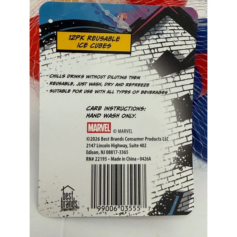 Marvel Spider-Man Silicone Ice Cube Tray and 12pk Reusable Ice Cubes Red New